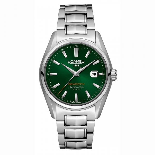 Roamer SEAROCK 42mm綠色太陽紋錶盤不鏽鋼男士自動機械手錶 210633417520