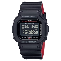 Casio G-SHOCK 5600 系列堅固耐用紅黑色調數碼運動手錶 DW-5600UHR-1