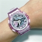 Casio G-SHOCK 遨遊未來粉色半透明女士指針數碼手錶 GMA-S110VW-4A