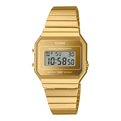Casio GENERAL LINE Retro Elegant Gold Stainless Steel Digital Watch A700WEVG-9A