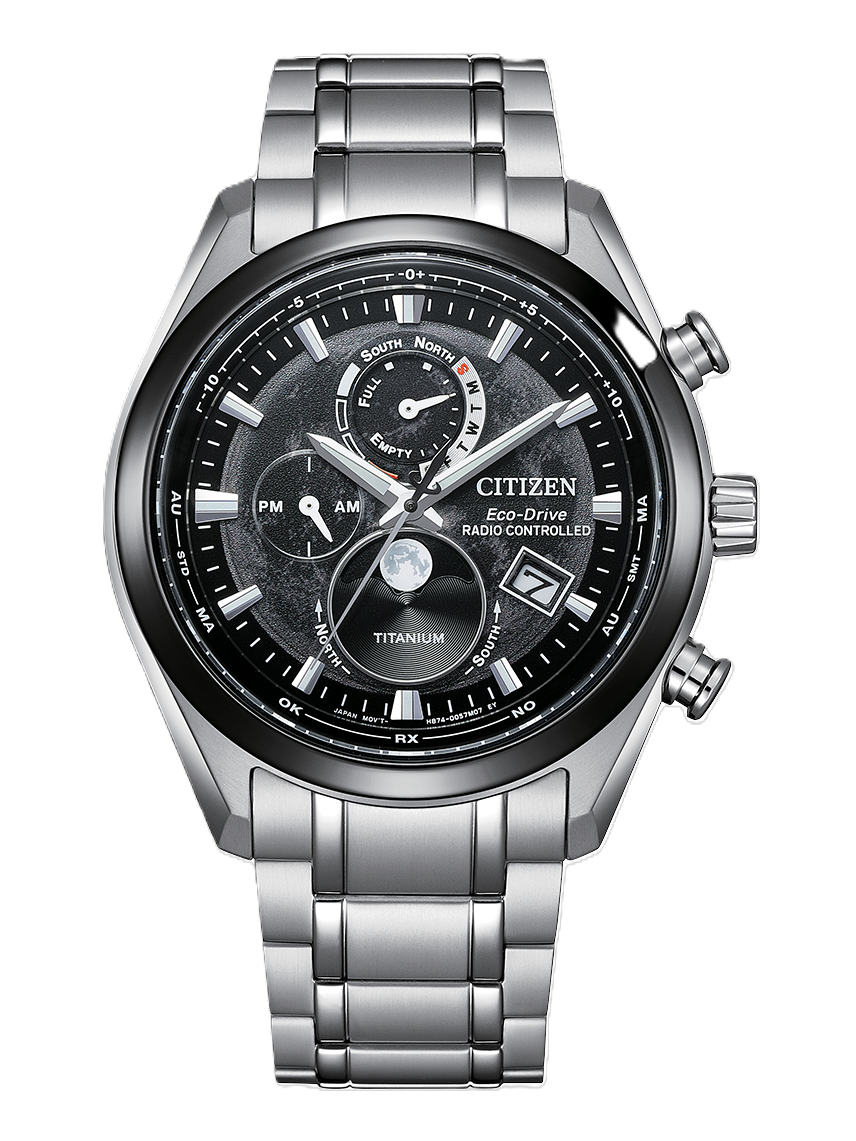 Citizen Eco-Drive 超級鈦金屬自動月相計算功能電波計時男士光動能手錶  BY1018-80E