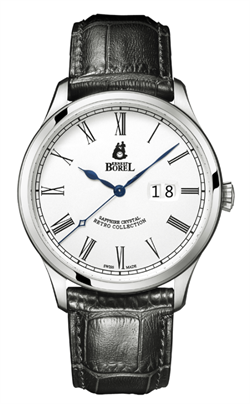 Borel 依波路復古系列白色錶盤羅馬數字真皮錶帶男士自動機械手錶 GS8680T6-48551BK#