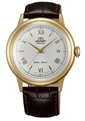 Orient Classic Collection Bambino V2 White Dial Gold Bezel Leather Strap Men's Mechanical Watch FAC00007W0