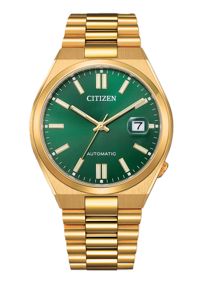 Citizen Mechanical "TSUYOSA"系列綠色錶盤金色不鏽鋼男士自動機械手錶 NJ0152-51X