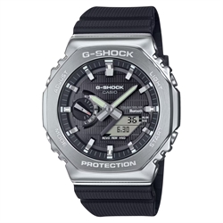 Casio G-SHOCK G-STEEL 2100 系列黑色錶盤八角形藍牙太陽能手錶 GBM-2100-1A