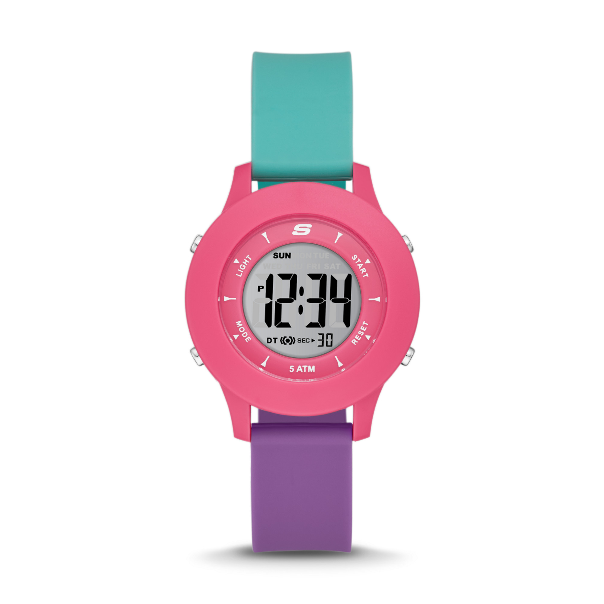 Skechers Rosencrans 37mm活力時尚矽膠錶帶女士數位手錶 SR6292