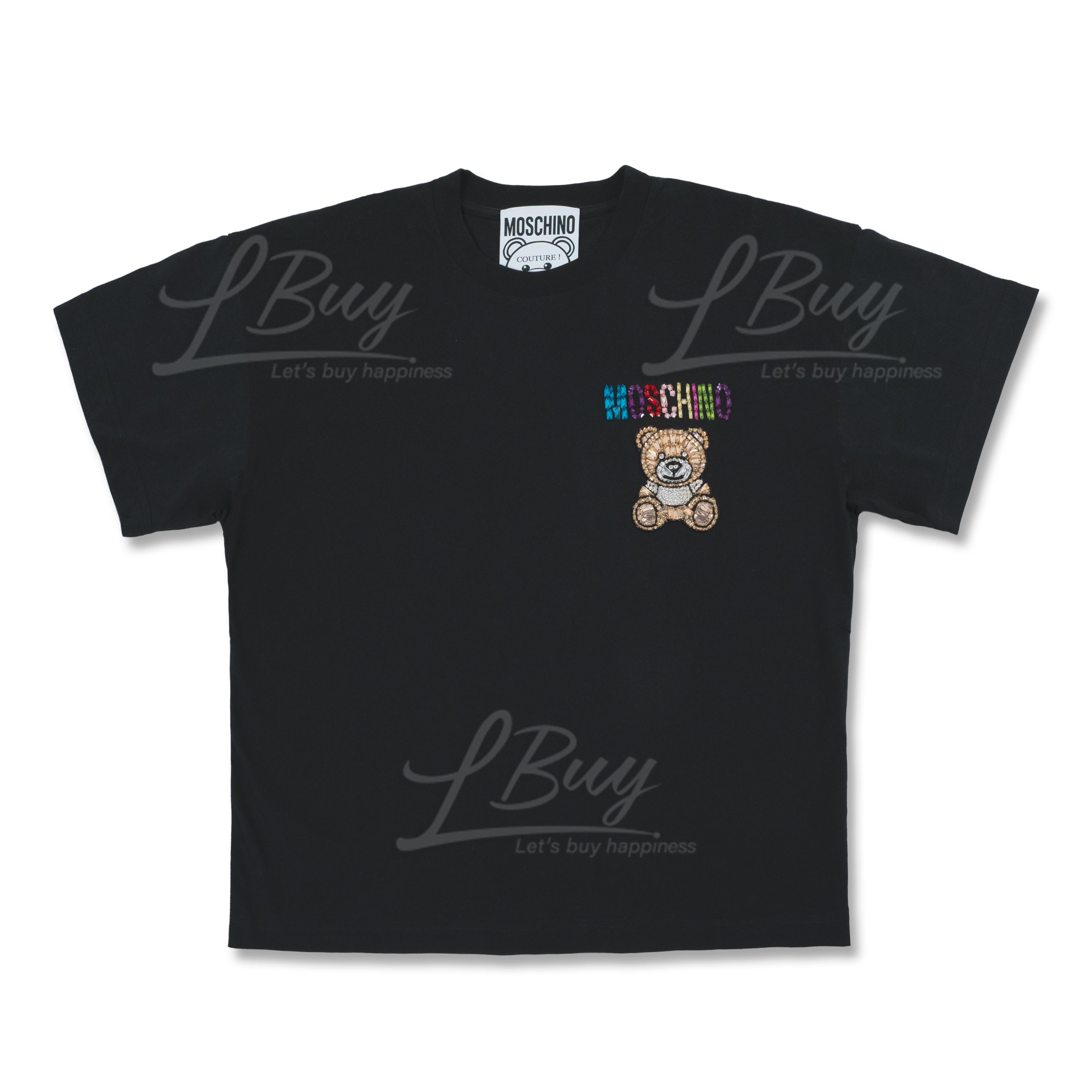 Teddy Embroidery Jersey T-Shirt Black