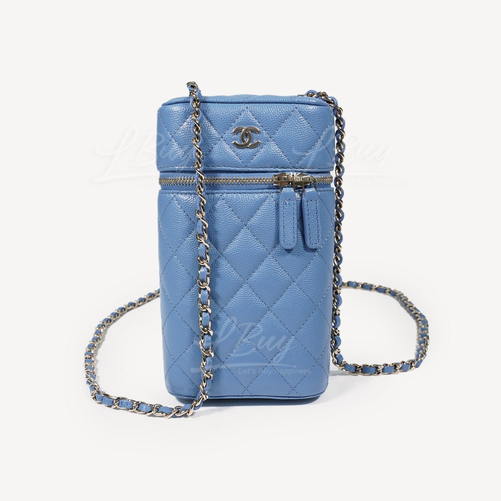 Chanel 經典款鏈帶手提電話及梳妝袋 藍色