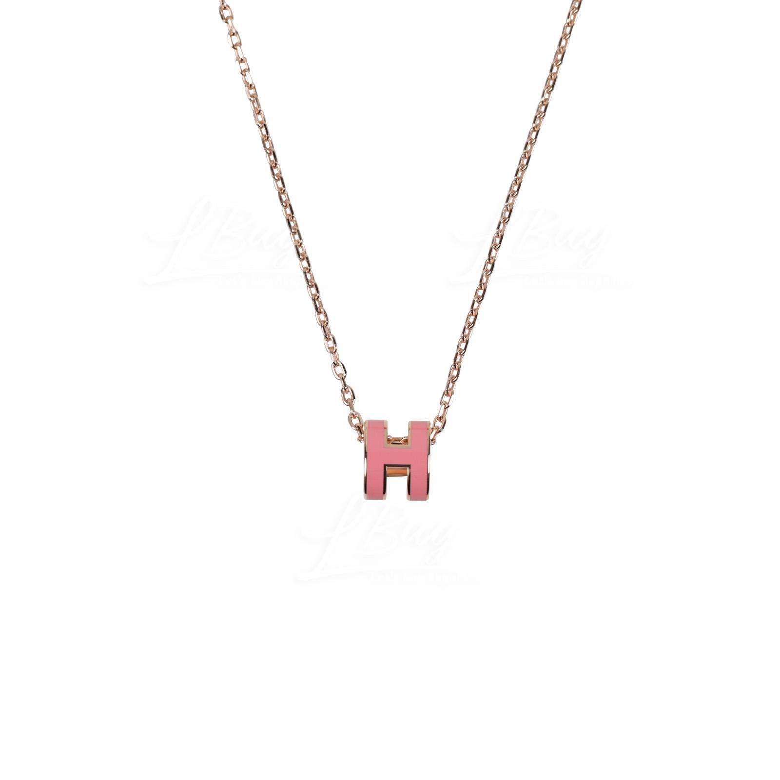 Hermes Mini Pop H Necklace 項鍊 粉紅配玫瑰金色