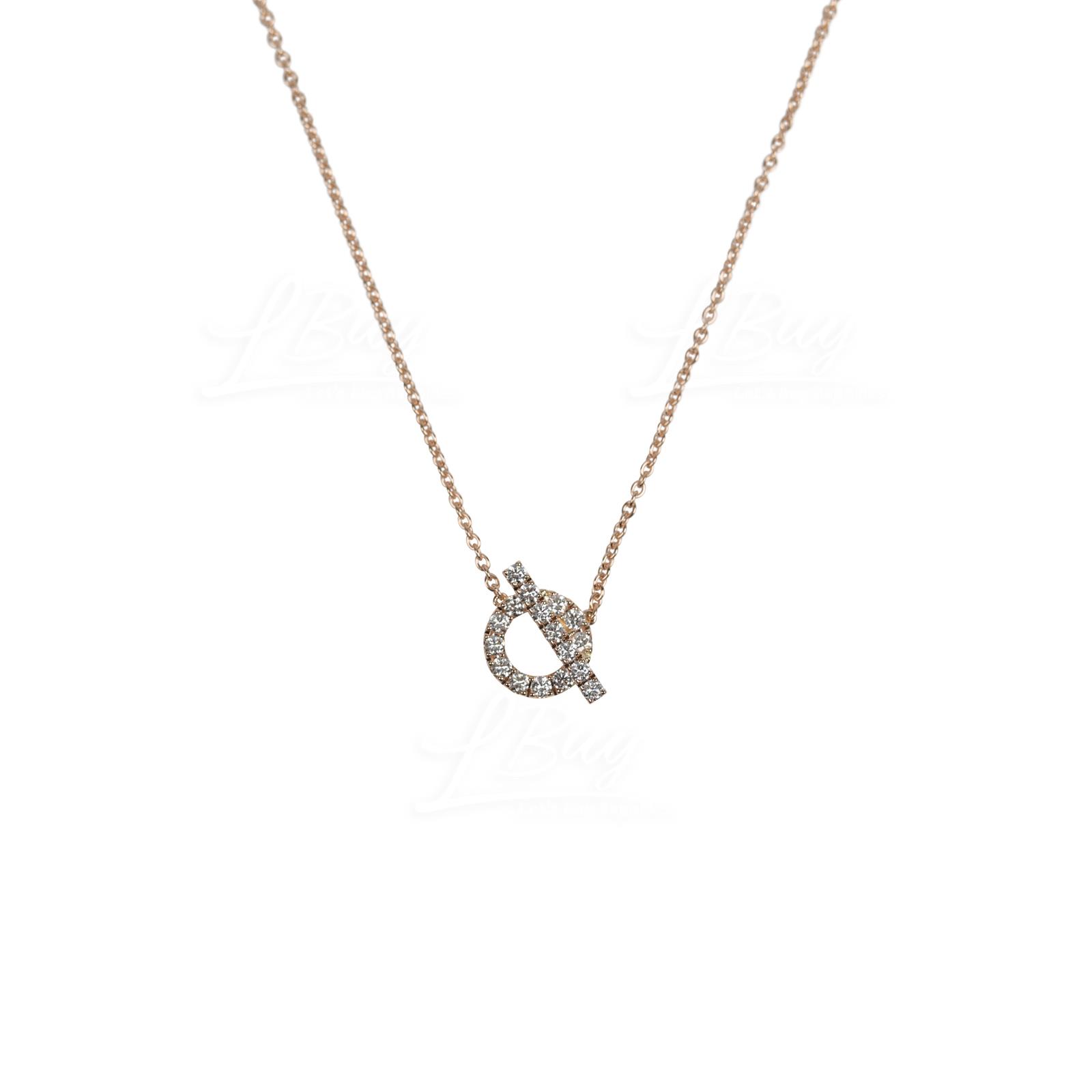 Hermes Finesse Pendant 18K 750, 1000 in Rose Gold set with 17 Diamonds (0.46 ct)