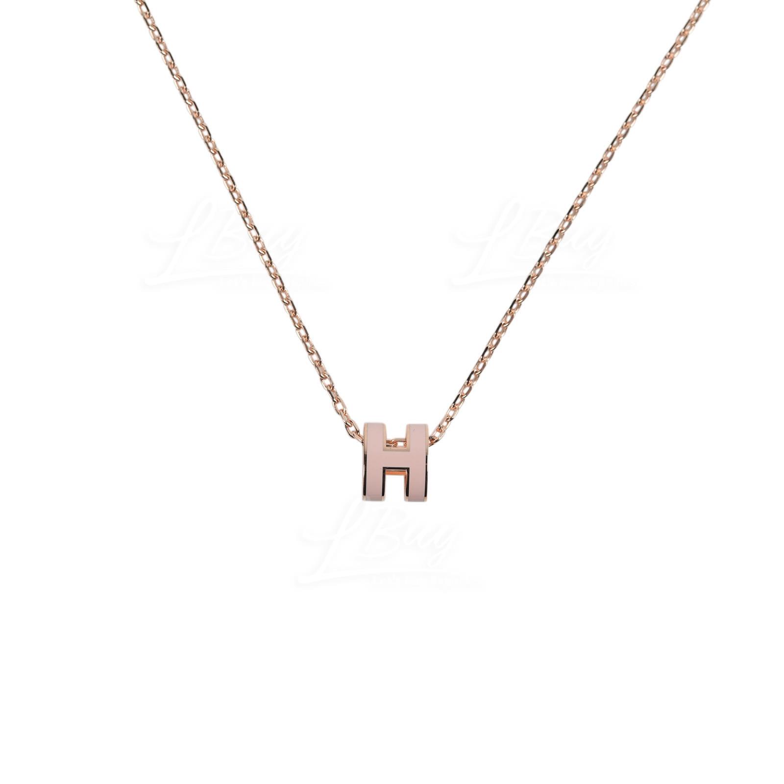 Hermes Mini Pop H Necklace Rose Dragee with Rose Gold Hardware