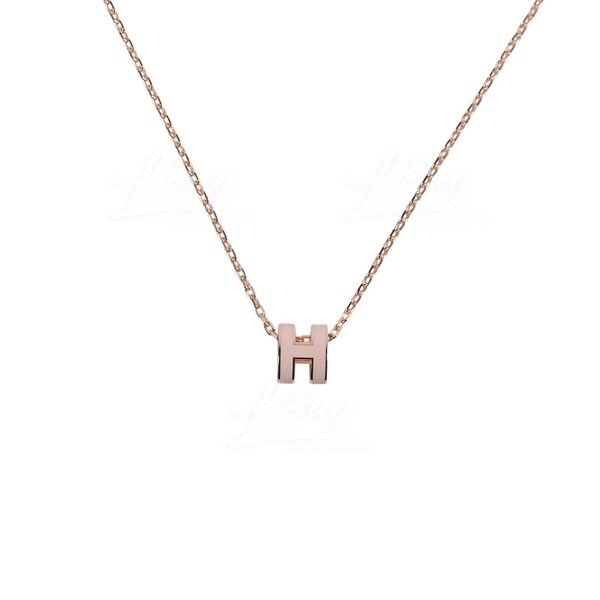 Brand New Hermes mini Pop H Necklace Gold Hardware Rose Dragee Pink