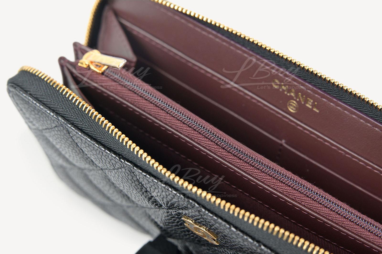 Chanel Classic Long Zipped Wallet Ap0242 Y01588 C3906, Black, One Size