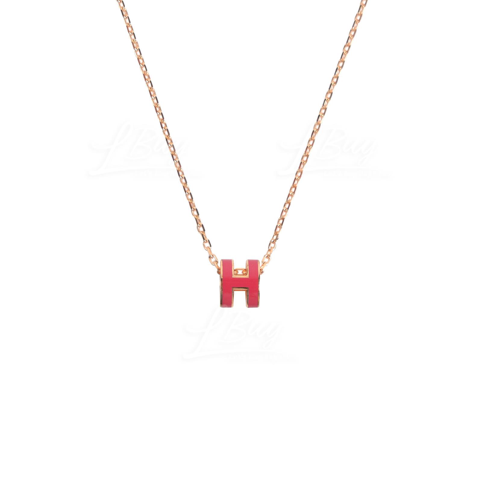 Hermes Mini Pop H Necklace 项链 S7 亮粉配玫瑰金色