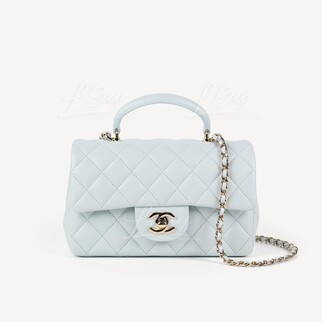 Chanel Light Blue Flap Bag with Top Handle
