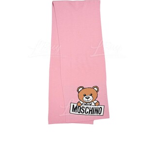 Moschino 泰迪熊大Logo粉紅色圍巾/頸巾