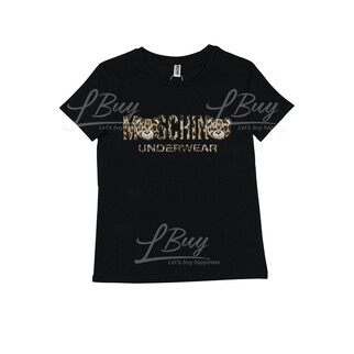 Moschino Underwear 豹紋Logo 泰迪熊短袖T恤 黑色