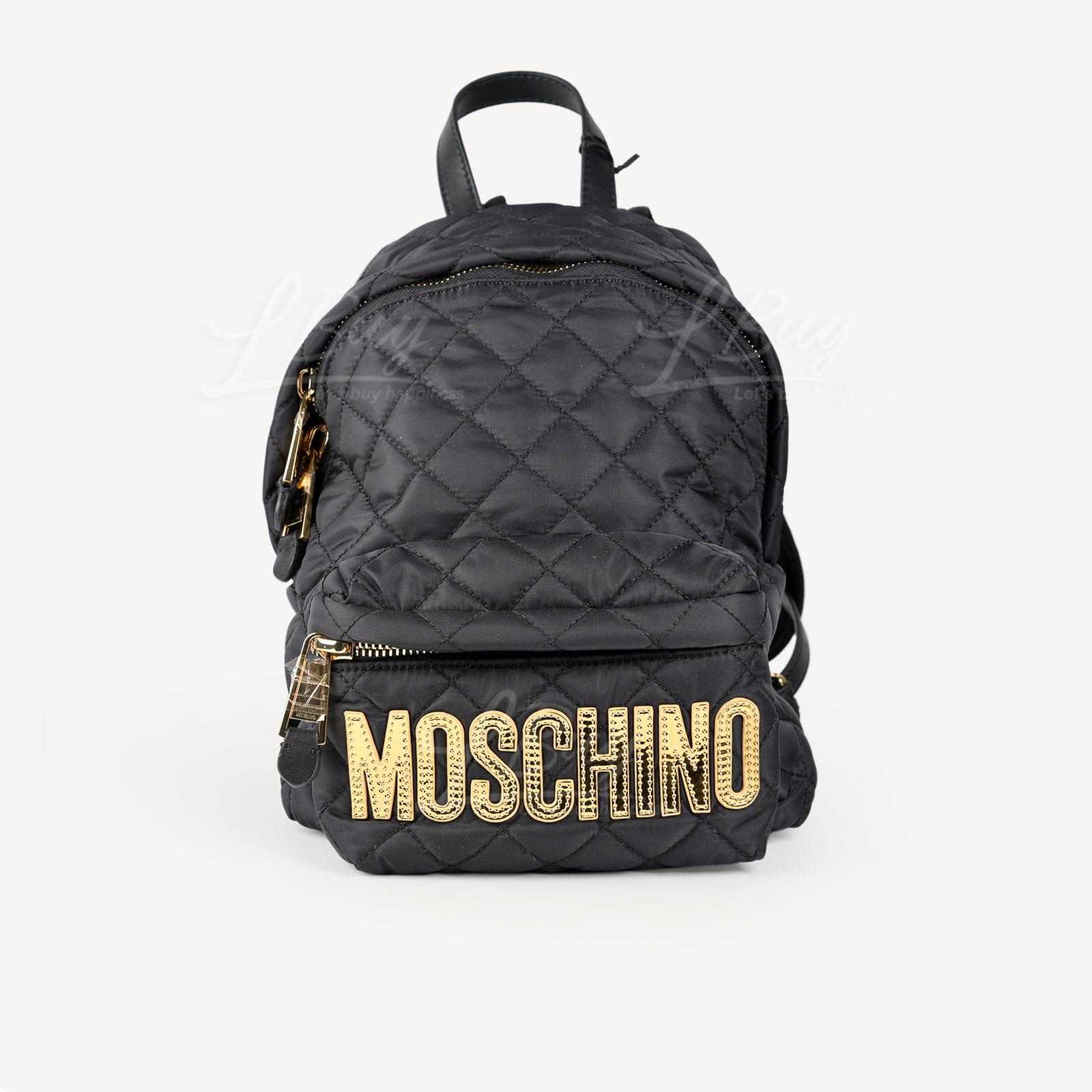 Moschino 金色logo 黑色 中號背囊