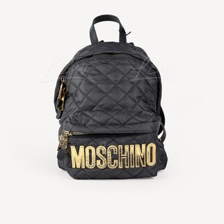 Moschino Gold Logo Black Medium Backpack
