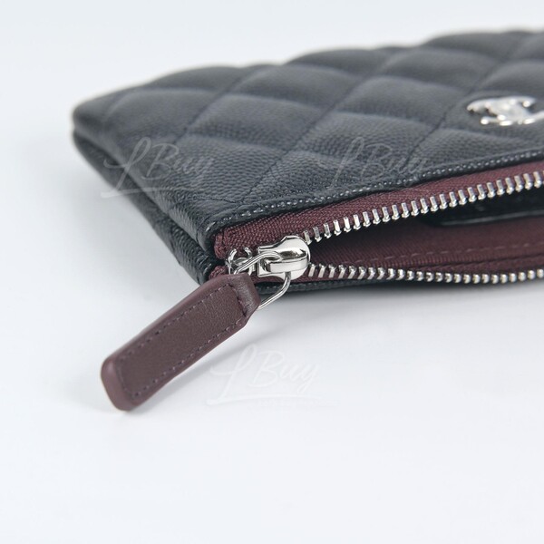Classic zipped coin purse - Grained calfskin & silver-tone metal