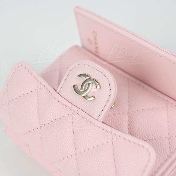 CHANEL-Chanel Classic Small Flap Wallet Light Pink with Gold CC Logo AP0230