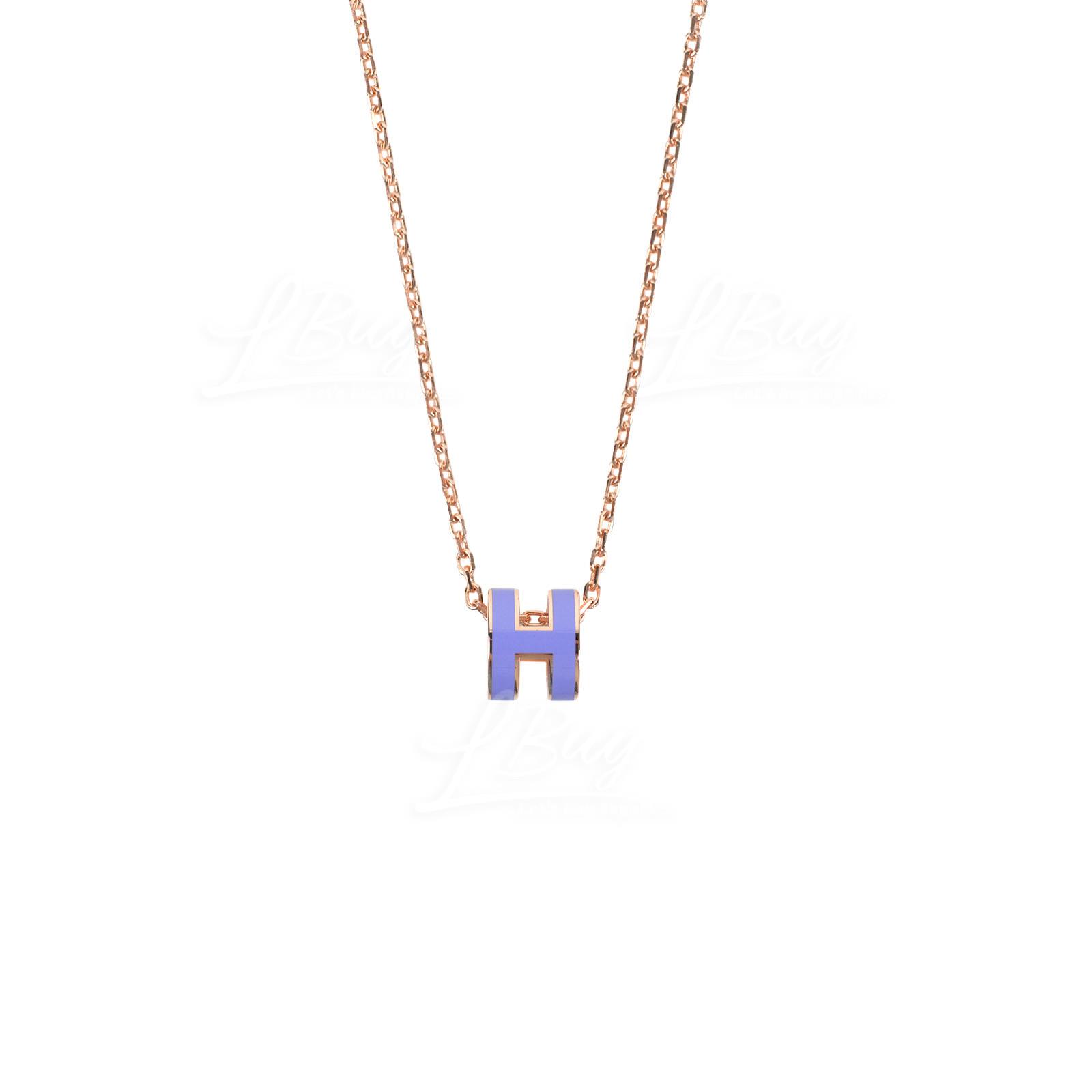 Hermes Mini Pop H Necklace Lilas with Rose Gold Hardware
