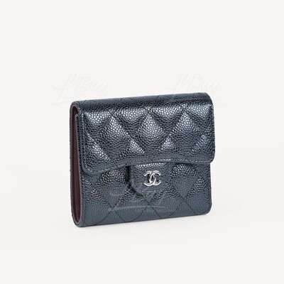 CHANEL-Chanel Classic Small Flap Wallet Black with Silver Tone Metal AP0231