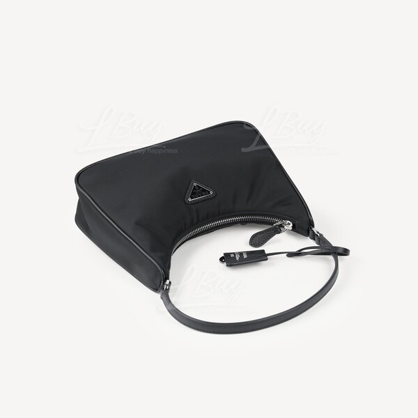 Re-Edition 2005 Re-Nylon Mini Bag Leather Handle 1NE204, Black, One Size
