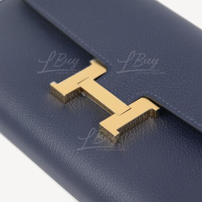 Hermes Constance Long To Go Wallet In Bleu Nuit, Navy Blue And