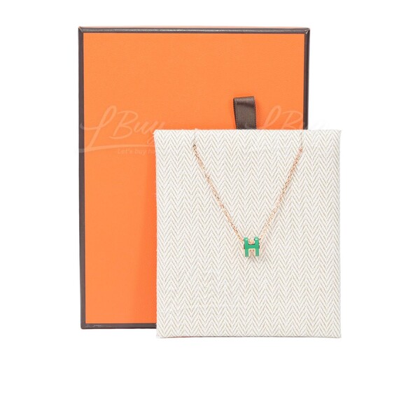 Hermes Pop H Pendant Chain Necklace Metal and Enamel Mini Neutral 2187547