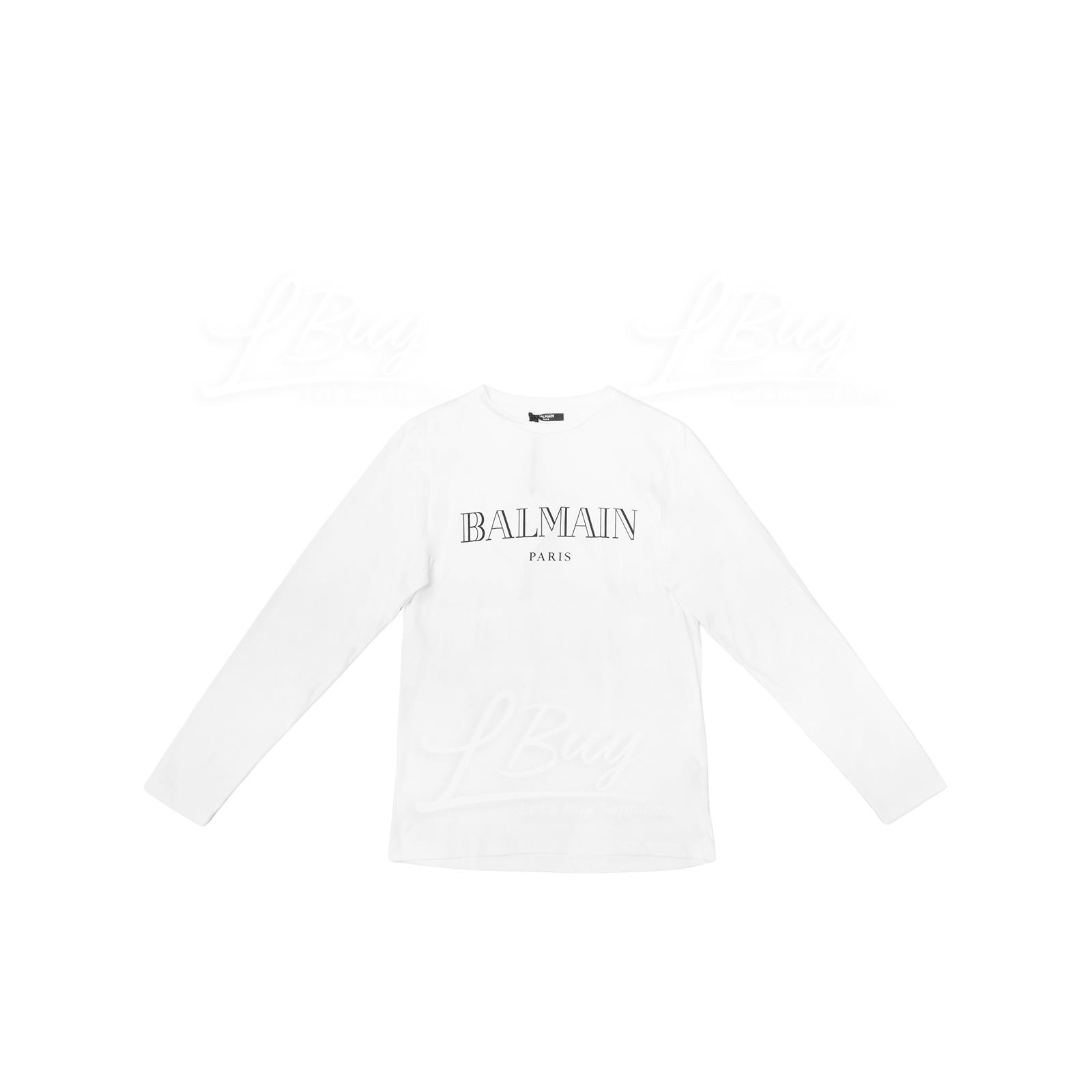 BALMAIN-Balmain 黑色Logo長袖T恤白色6L8598