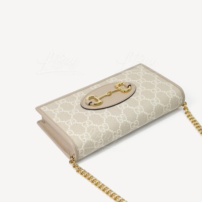 GUCCI-Gucci Horsebit 1955 Wallet With Chain Oatmeal