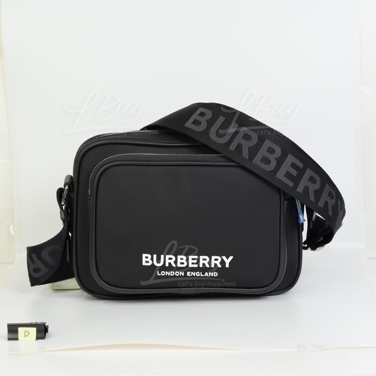Burberry Logo 黑色雙層拉鍊相機袋斜揹袋