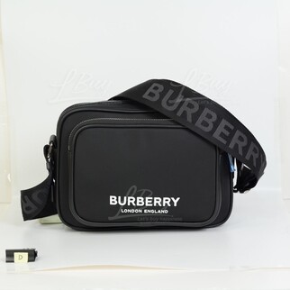 Burberry Logo 黑色双层拉链相机袋斜背袋
