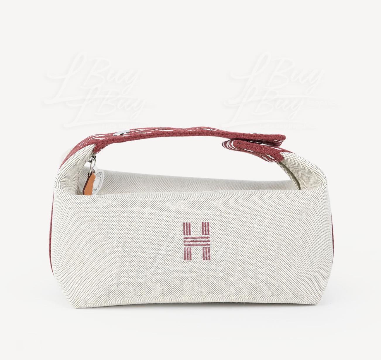 Hermes Ecru/Rouge Toile H Bride-a-Brac Large Case Hermes