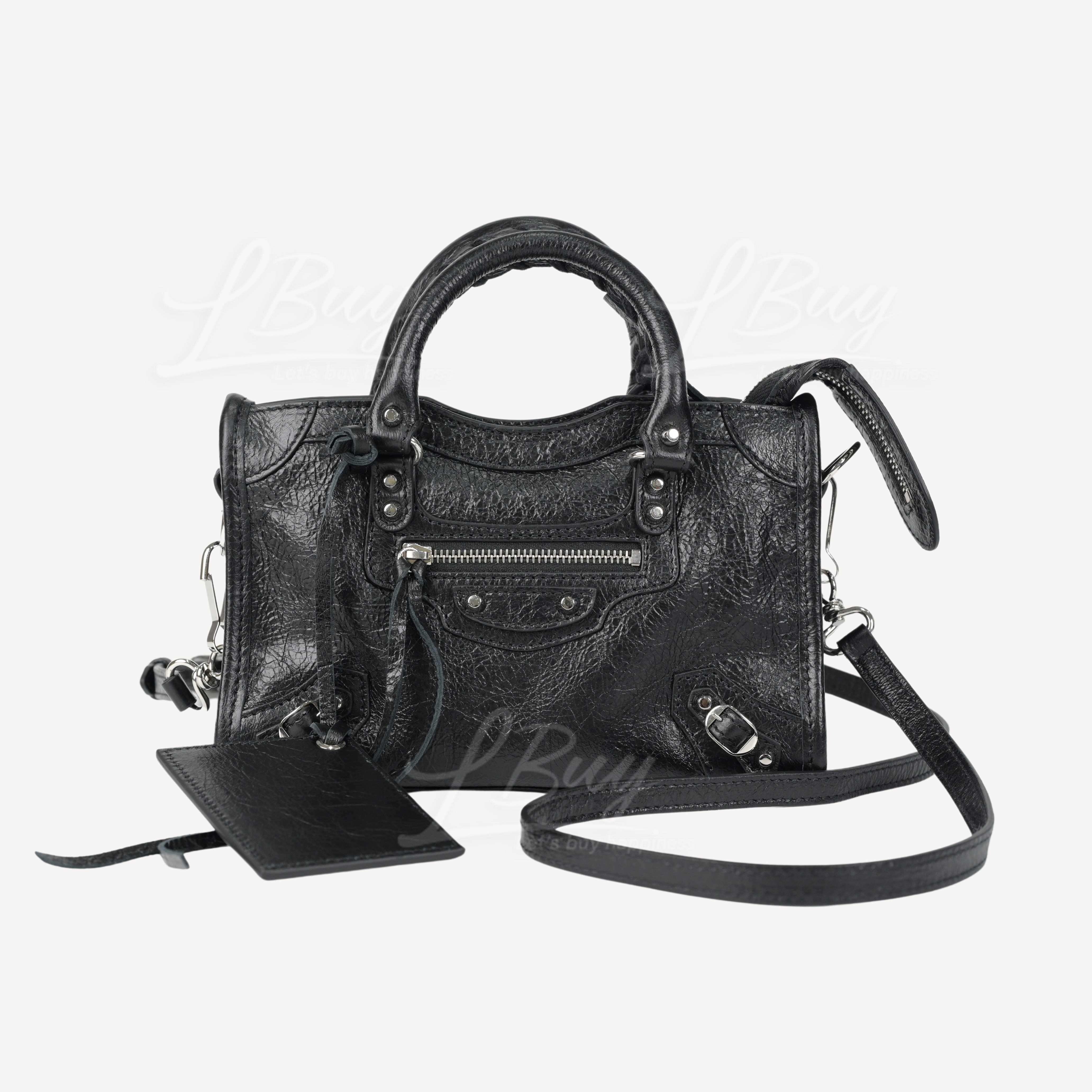 BALENCIAGA-Balenciaga Nano City Black Bag Crossbody Bag