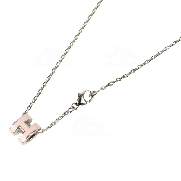 Brand New Hermes mini Pop H Necklace Gold Hardware Rose Dragee Pink