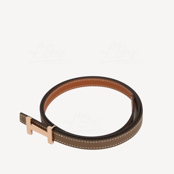 HERMÈS-Hermes Focus Belt Buckle 13mm Reversible Leather Strap Gold 