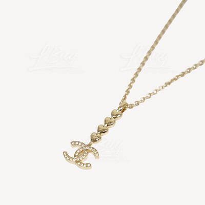Authentic Chanel vintage CC logo Pendant Chain Necklace  Inox Wind