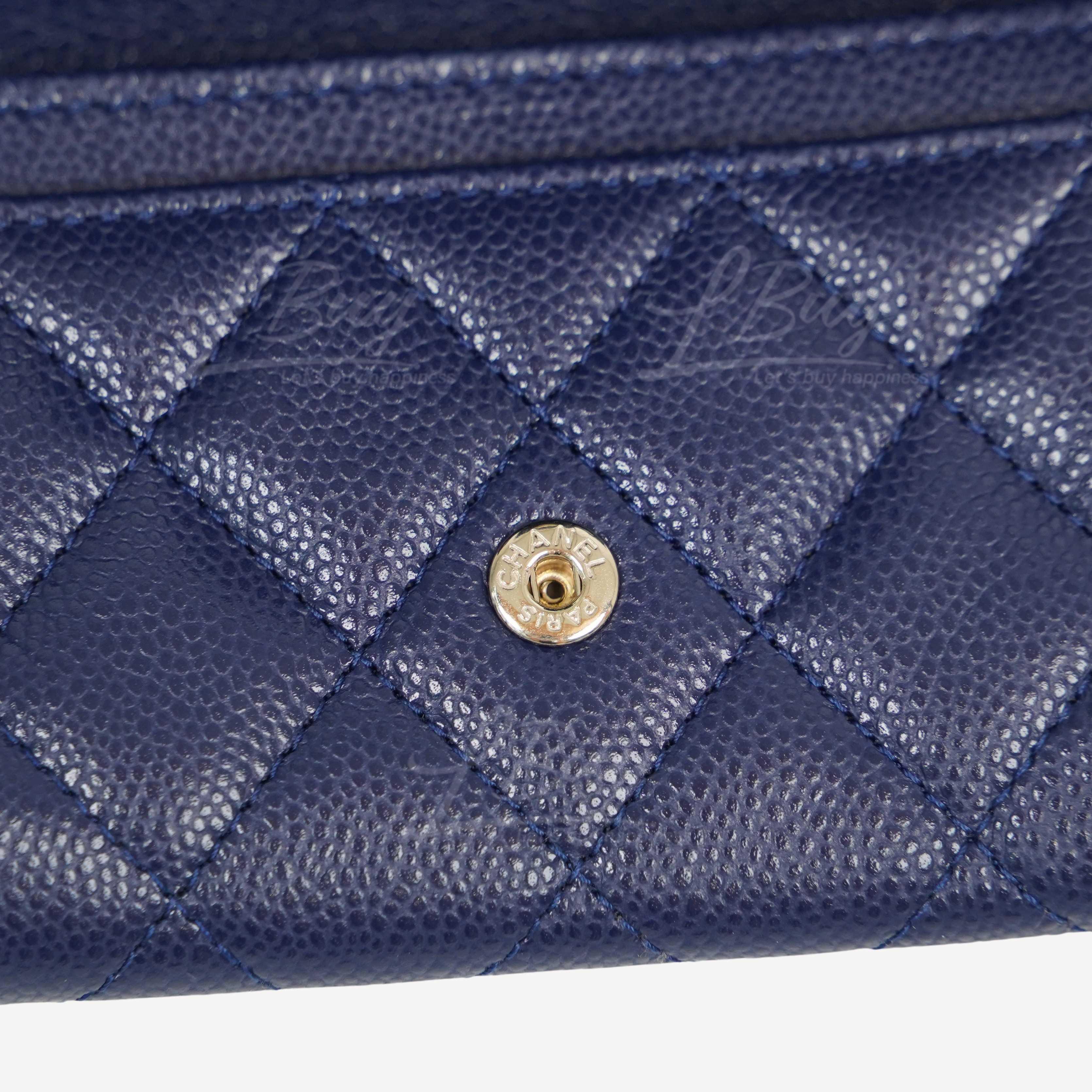 Classic card holder - Lambskin & silver-tone metal, blue — Fashion | CHANEL