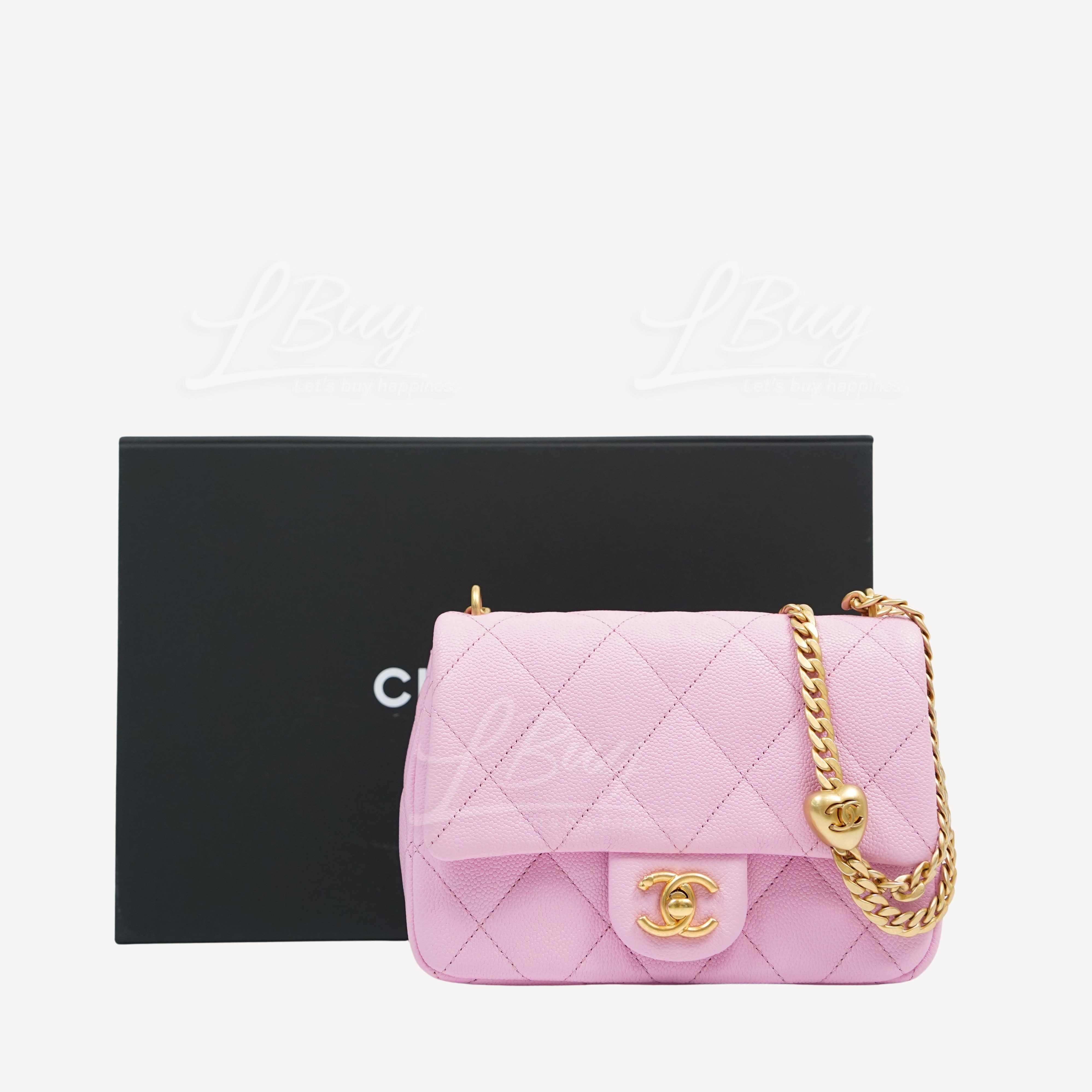 Chanel 22 Handbag Shiny Calfskin Gold AS3261 Purple in 2023