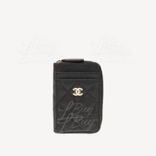 Chanel 零錢包卡包 黑色淡金扣 AP1650