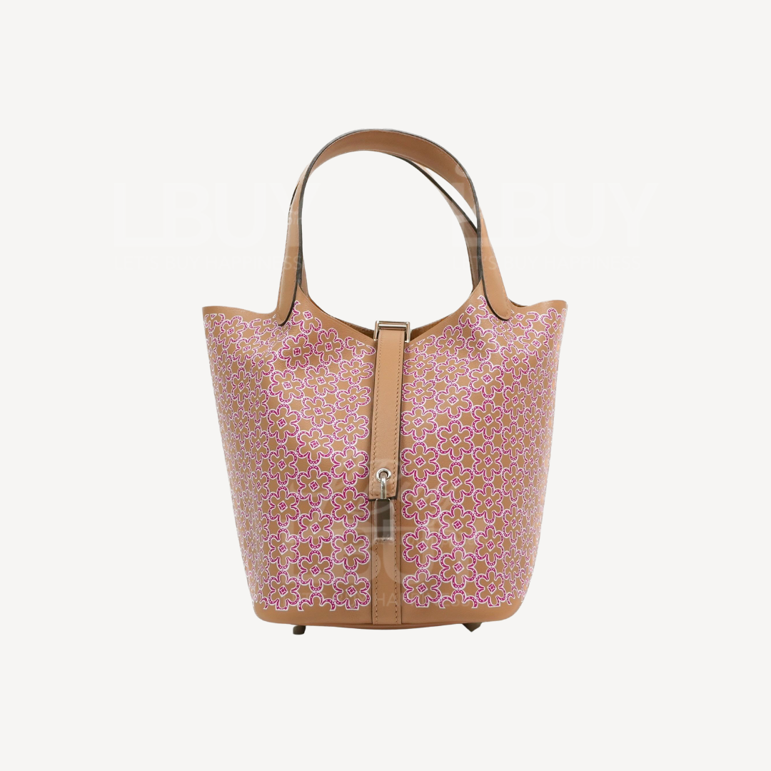 Hermes Picotin Lock 18 Lucky Daisy Bag Chai Rose Blanc phw