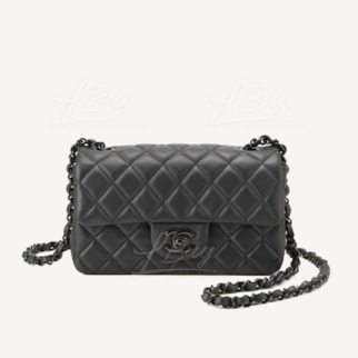 Chanel 經典20cm全黑色鏈帶CC Logo垂蓋手袋 A69900