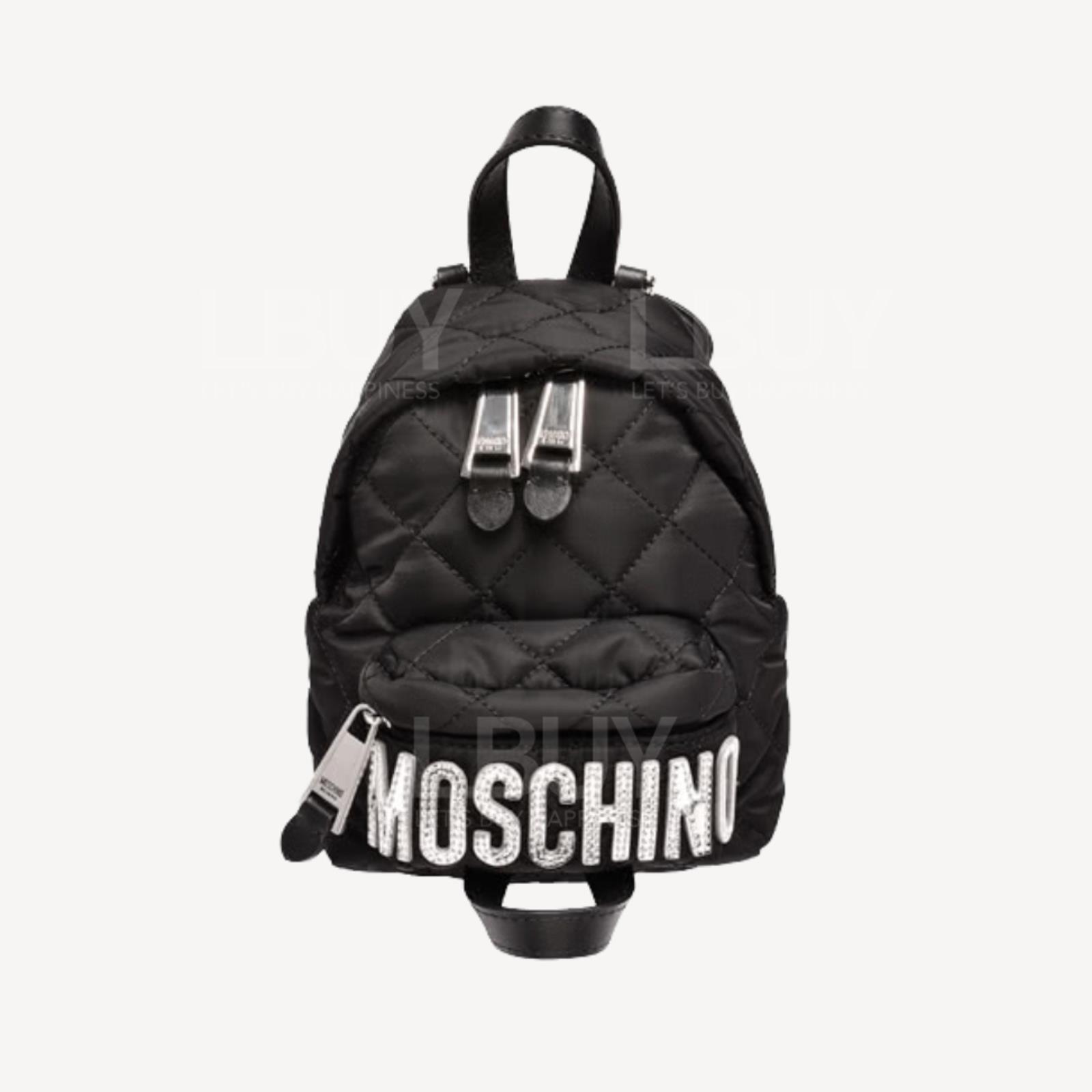 Moschino 銀色logo 黑色 小號三用背囊 斜揹袋