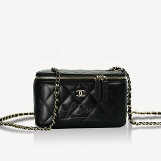 Chanel Lambskin Black Vanity Case with Chain