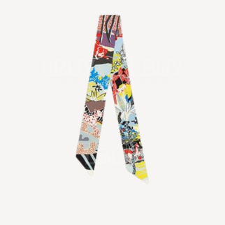 Hermes En Liberte! Twilly 狗狗玩樂圖案 烏木色 黃色 藍色