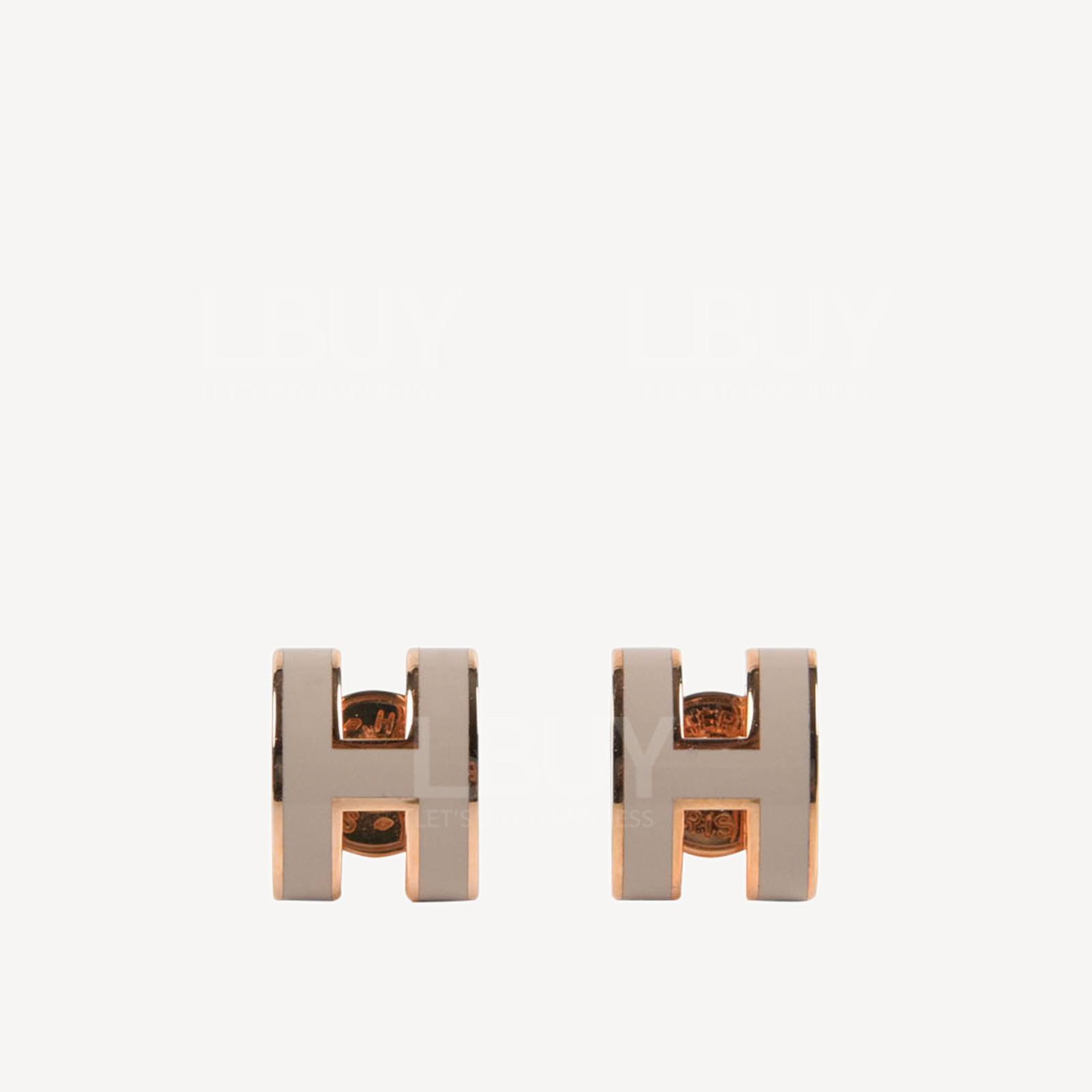 Hermes Mini Pop H Earrings 耳環 奶茶灰配玫瑰金色
