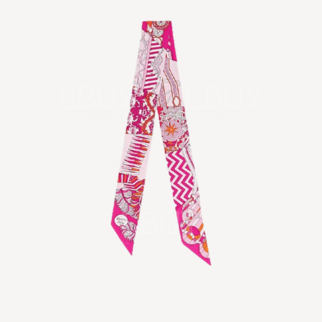 Hermes De l'Ombrelle aux Duels Silk Twilly Fuchsia Rose Pâle Orange 桃紅色 淡粉色 橙色