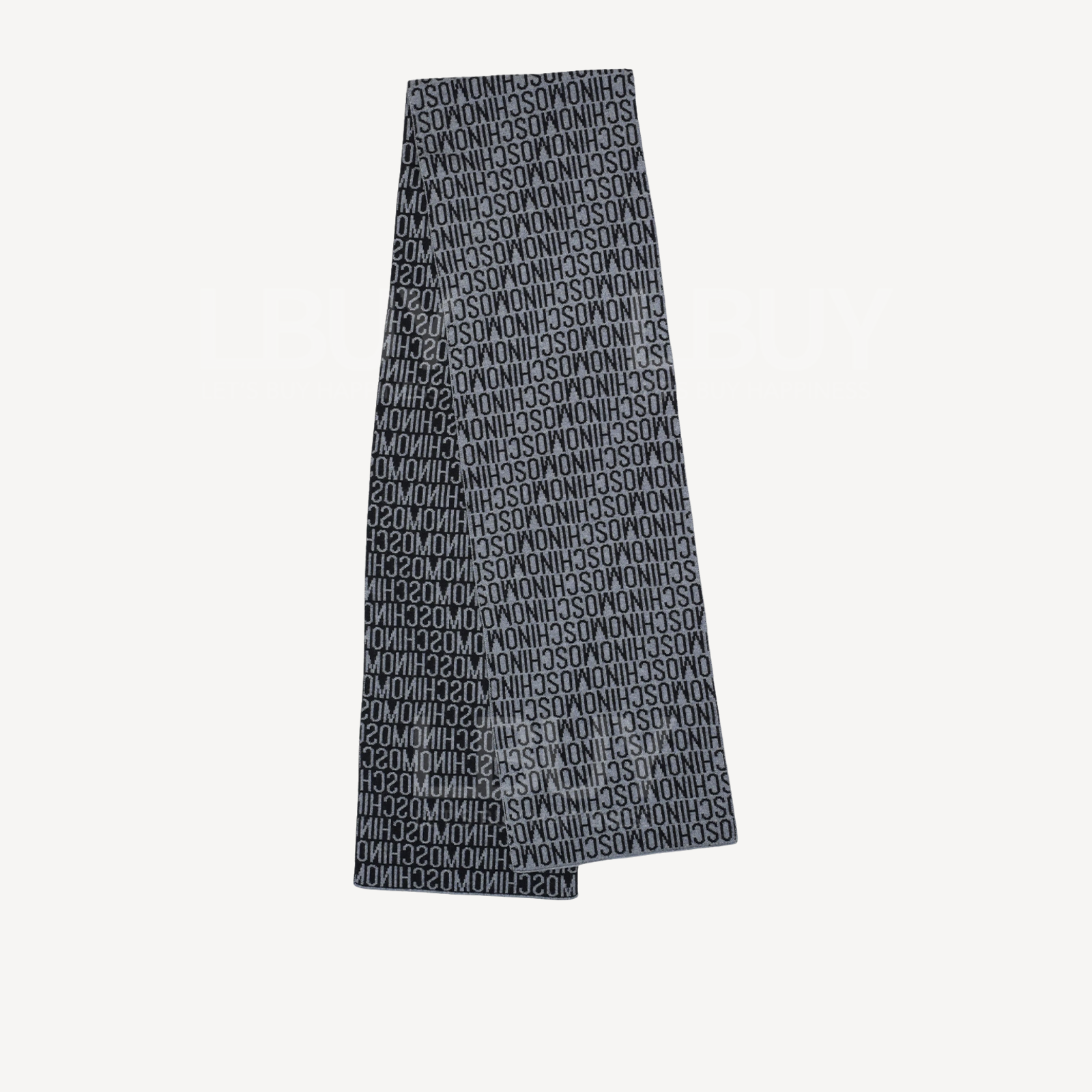 Moschino Logo 全羊毛 圍巾/頸巾 黑灰色